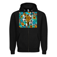 Black sunflower cross cowhide gemstones Zipper Hoodie - RanaPortraitStore