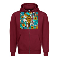 Burgundy sunflower cross cowhide gemstones Zipper Hoodie - RanaPortraitStore