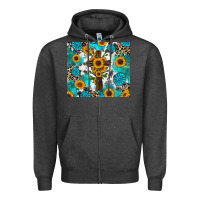 Charcoal Heather sunflower cross cowhide gemstones Zipper Hoodie - RanaPortraitStore