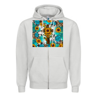 Dove Grey sunflower cross cowhide gemstones Zipper Hoodie - RanaPortraitStore