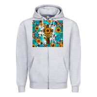 Heather Grey sunflower cross cowhide gemstones Zipper Hoodie - RanaPortraitStore