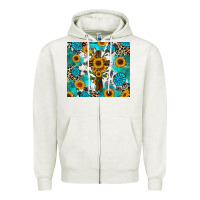 Sunflower Cross Cowhide Gemstones Zipper Hoodie | Teevron