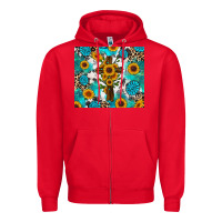 Red sunflower cross cowhide gemstones Zipper Hoodie - RanaPortraitStore