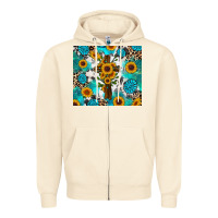 Sandshell sunflower cross cowhide gemstones Zipper Hoodie - RanaPortraitStore