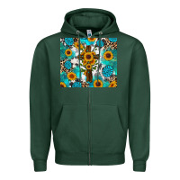 Sports Green sunflower cross cowhide gemstones Zipper Hoodie - RanaPortraitStore