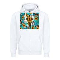 White sunflower cross cowhide gemstones Zipper Hoodie - RanaPortraitStore