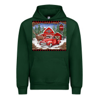 Forest Green Christmas farm reindeer and truck Urban Hoodie - BarkalooDesign