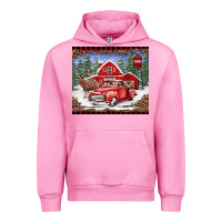 Fuchsia Pink Christmas farm reindeer and truck Urban Hoodie - BarkalooDesign