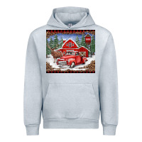 Heather Grey Christmas farm reindeer and truck Urban Hoodie - BarkalooDesign