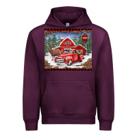 Mauve Wine Christmas farm reindeer and truck Urban Hoodie - BarkalooDesign