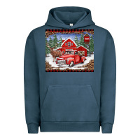 Pigment Midnight Navy Christmas farm reindeer and truck Urban Hoodie - BarkalooDesign