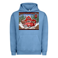 Pigment Pebble Blue Christmas farm reindeer and truck Urban Hoodie - BarkalooDesign