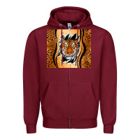Burgundy tiger scratch mark Zipper Hoodie - RanaPortraitStore