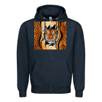 Navy tiger scratch mark Zipper Hoodie - RanaPortraitStore