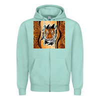 Seafoam tiger scratch mark Zipper Hoodie - RanaPortraitStore