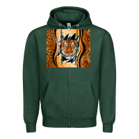 Sports Green tiger scratch mark Zipper Hoodie - RanaPortraitStore