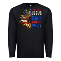 Black She loves Jesus and America too 4th of july Premium Sweatshirt - CowGirlArtShop