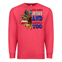 Cardinal She loves Jesus and America too 4th of july Premium Sweatshirt - CowGirlArtShop