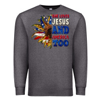Charcoal Heather She loves Jesus and America too 4th of july Premium Sweatshirt - CowGirlArtShop