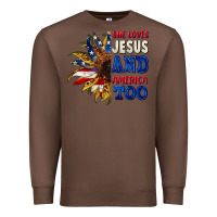 Chestnut She loves Jesus and America too 4th of july Premium Sweatshirt - CowGirlArtShop