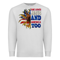 Dove Grey She loves Jesus and America too 4th of july Premium Sweatshirt - CowGirlArtShop
