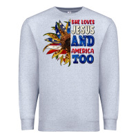 Heather Grey She loves Jesus and America too 4th of july Premium Sweatshirt - CowGirlArtShop