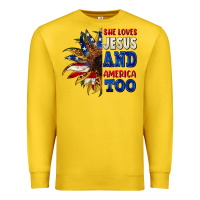 Lemon She loves Jesus and America too 4th of july Premium Sweatshirt - CowGirlArtShop