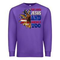 Purple She loves Jesus and America too 4th of july Premium Sweatshirt - CowGirlArtShop