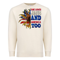 Sandshell She loves Jesus and America too 4th of july Premium Sweatshirt - CowGirlArtShop