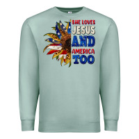 Seafoam She loves Jesus and America too 4th of july Premium Sweatshirt - CowGirlArtShop