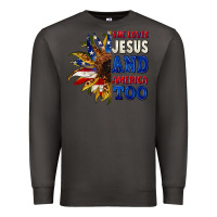 Smoke She loves Jesus and America too 4th of july Premium Sweatshirt - CowGirlArtShop