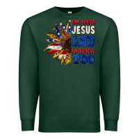 Sports Green She loves Jesus and America too 4th of july Premium Sweatshirt - CowGirlArtShop