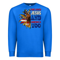 True Royal She loves Jesus and America too 4th of july Premium Sweatshirt - CowGirlArtShop