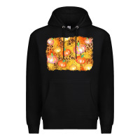 Black fall pumpkin background Premium Hoodie - AdoDesignShop