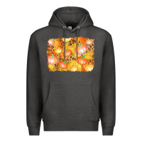Charcoal Heather fall pumpkin background Premium Hoodie - AdoDesignShop