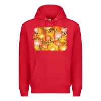 Red fall pumpkin background Premium Hoodie - AdoDesignShop