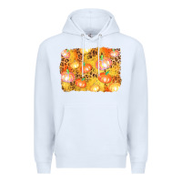 White fall pumpkin background Premium Hoodie - AdoDesignShop