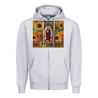 Heather Grey sunflower serape lady of guadalupe Zipper Hoodie - RanaPortraitStore