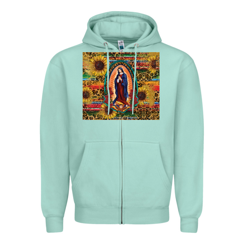 Sunflower Serape Lady Of Guadalupe Zipper Hoodie by RanaPortraitStore | Teevron