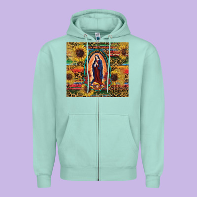 Zipper Hoodie sunflower serape lady of guadalupe