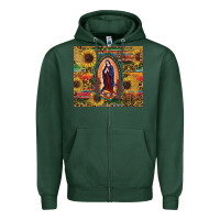Sports Green sunflower serape lady of guadalupe Zipper Hoodie - RanaPortraitStore