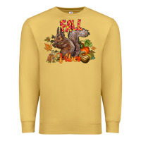 Antique Gold Fall Vibes Squirrel Premium Sweatshirt - CowhideDigitalArt