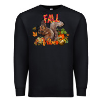 Black Fall Vibes Squirrel Premium Sweatshirt - CowhideDigitalArt