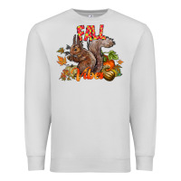Dove Grey Fall Vibes Squirrel Premium Sweatshirt - CowhideDigitalArt