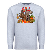 Heather Grey Fall Vibes Squirrel Premium Sweatshirt - CowhideDigitalArt