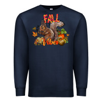 Navy Fall Vibes Squirrel Premium Sweatshirt - CowhideDigitalArt