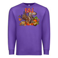 Purple Fall Vibes Squirrel Premium Sweatshirt - CowhideDigitalArt