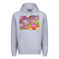 Heather Grey colourful pumpkin background Premium Hoodie - AdoDesignShop
