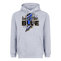 Heather Grey back the blue with lightning bolt Heavyweight Hoodie - Zillion Design Studio