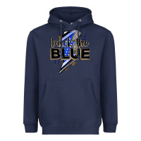 Navy back the blue with lightning bolt Heavyweight Hoodie - Zillion Design Studio